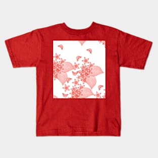 massed flowers and butterflies in red Kids T-Shirt